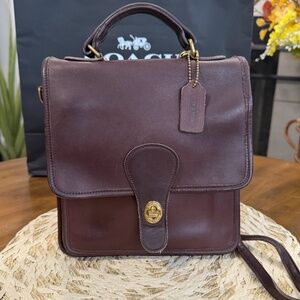 Vintage Coach Station Bag 5130 Mahogany Brown Leather Crossbody Purse